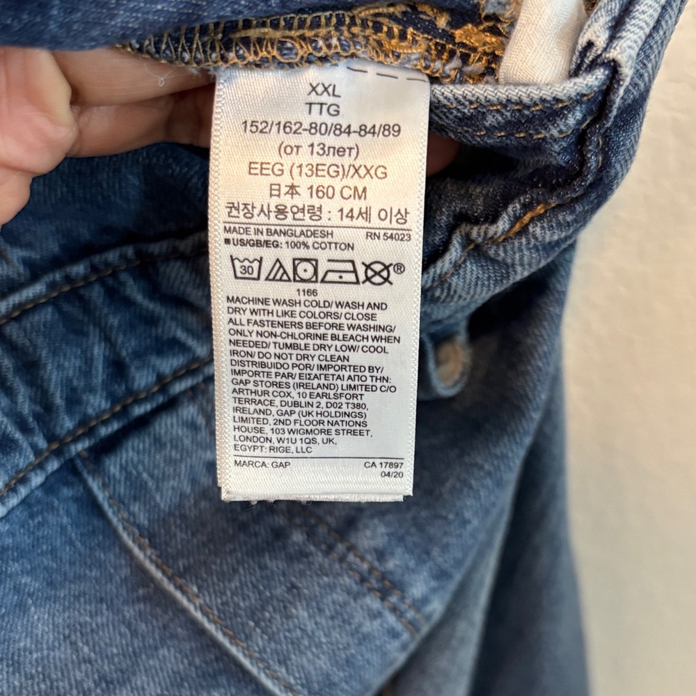 GAP Medium Wash Denim Girls Distressed Kids Overalls XXL - Picture 9 of 12